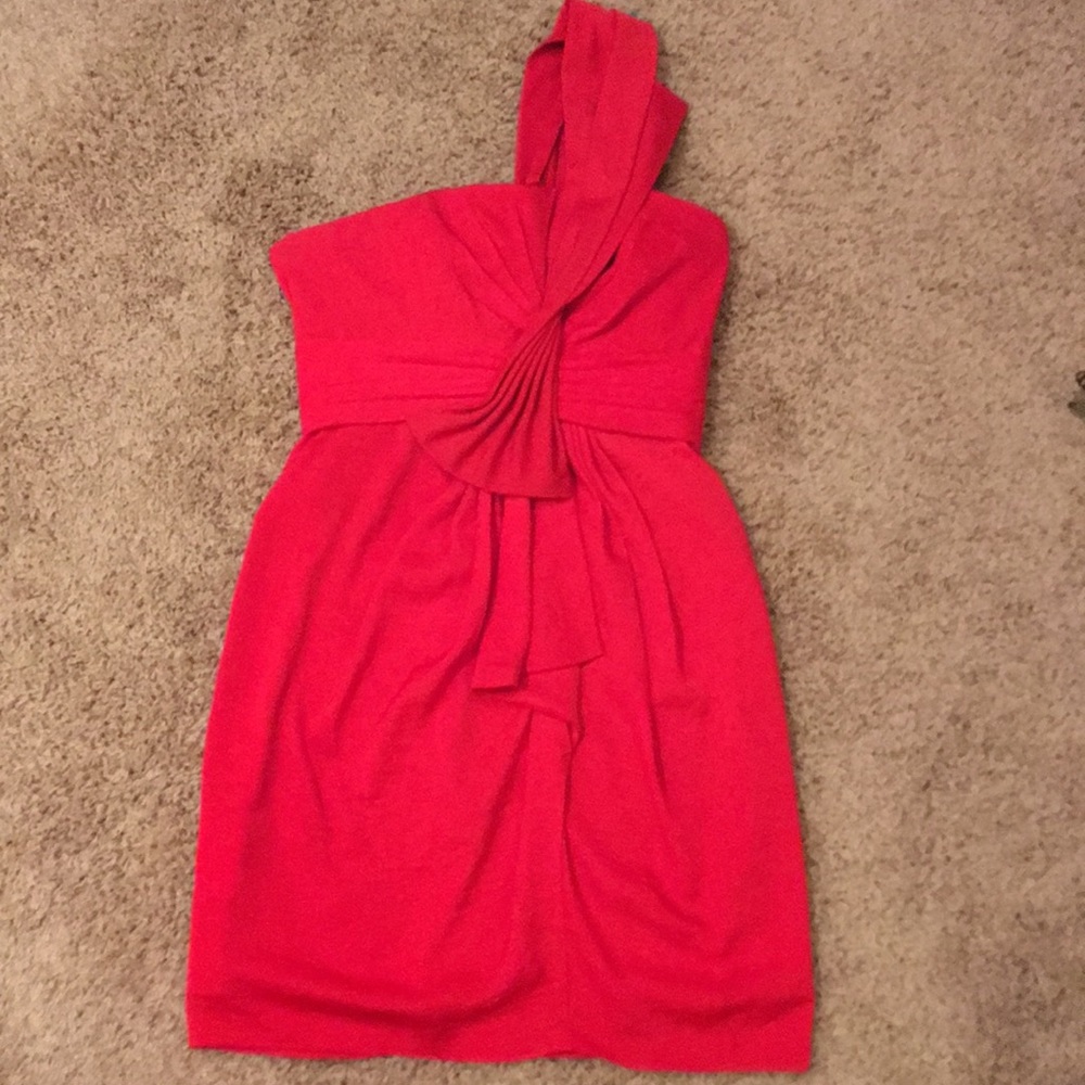 BCBG MaxAzria one shoulder cocktail mini dress